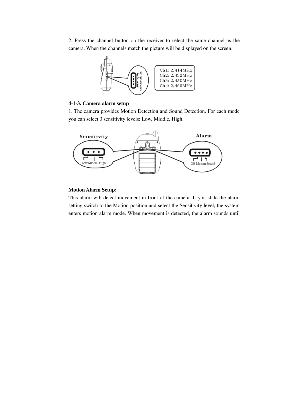 Q-See QSW8209 manual Camera alarm setup, Motion Alarm Setup 