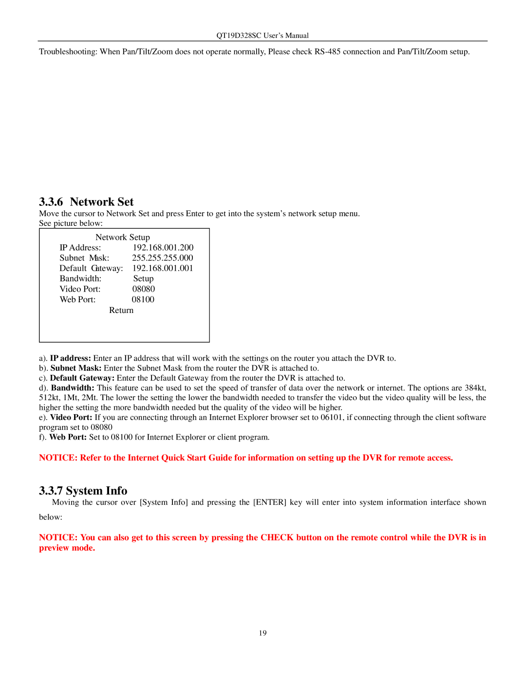 Q-See QT17D324SC user manual Network Set, System Info 