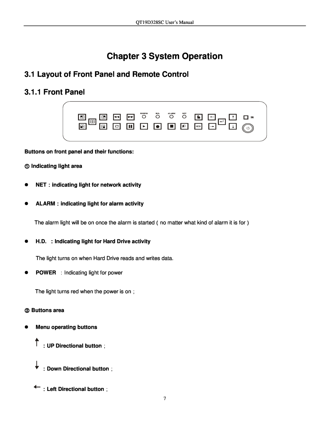 Q-See QT17D324SC user manual System Operation, Layout of Front Panel and Remote Control 3.1.1 Front Panel 