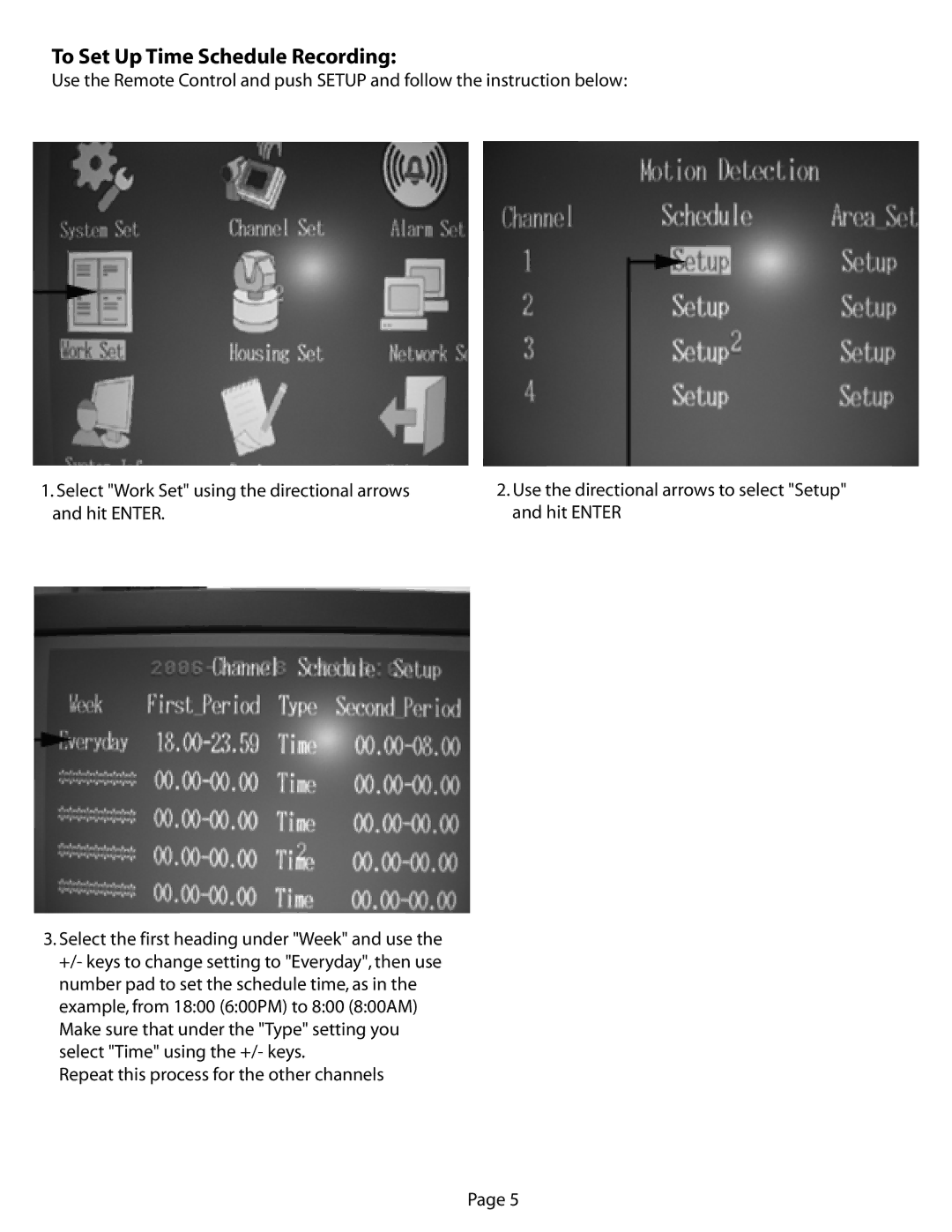 Q-See QT17DVR4C manual To Set Up Time Schedule Recording 