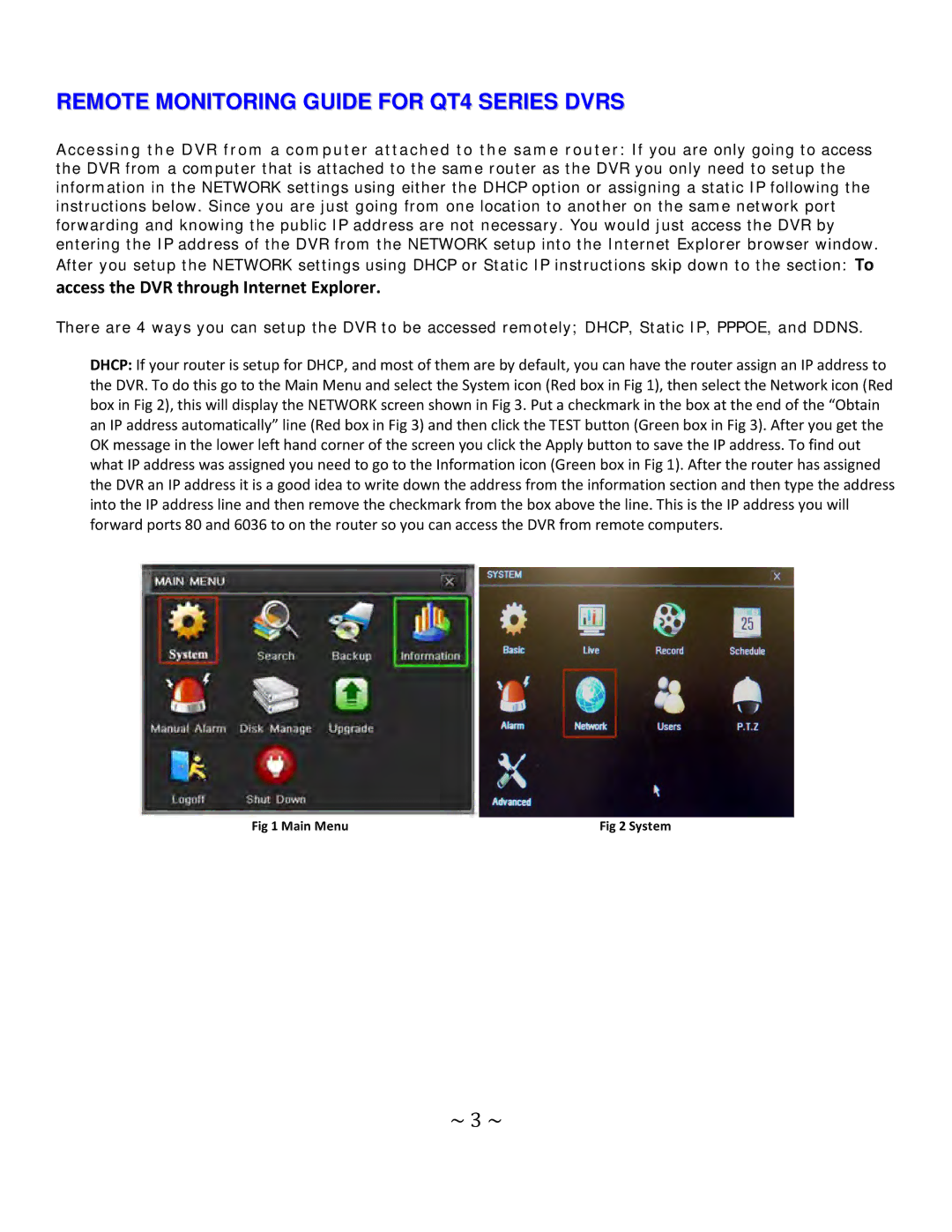 Q-See setup guide Remote Monitoring Guide for QT4 Series Dvrs, ~ 3 ~, Access the DVR through Internet Explorer 