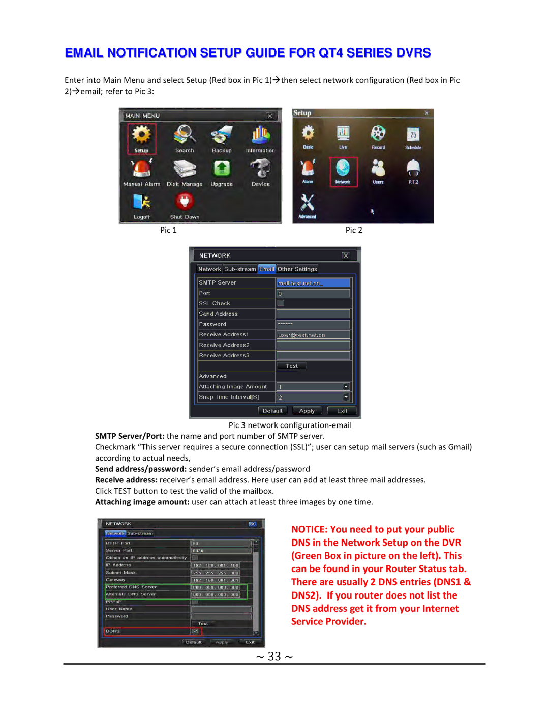 Q-See setup guide Email Notification Setup Guide for QT4 Series Dvrs, ~ 33 ~ 