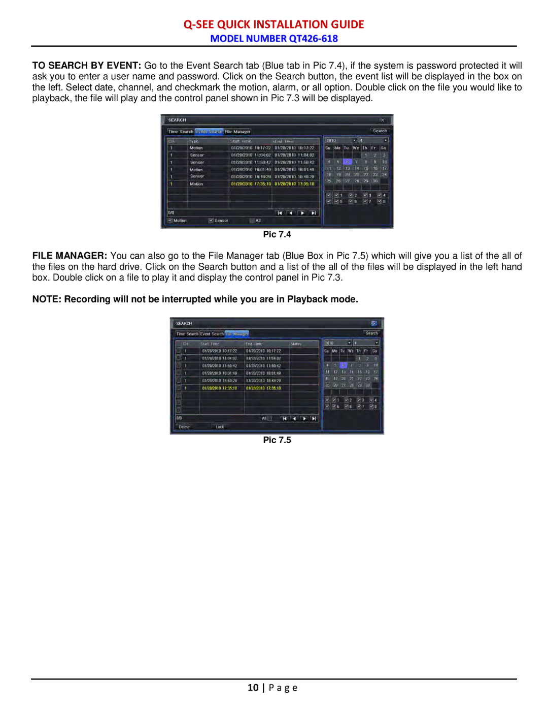 Q-See QT426-618 manual See Quick Installation Guide 