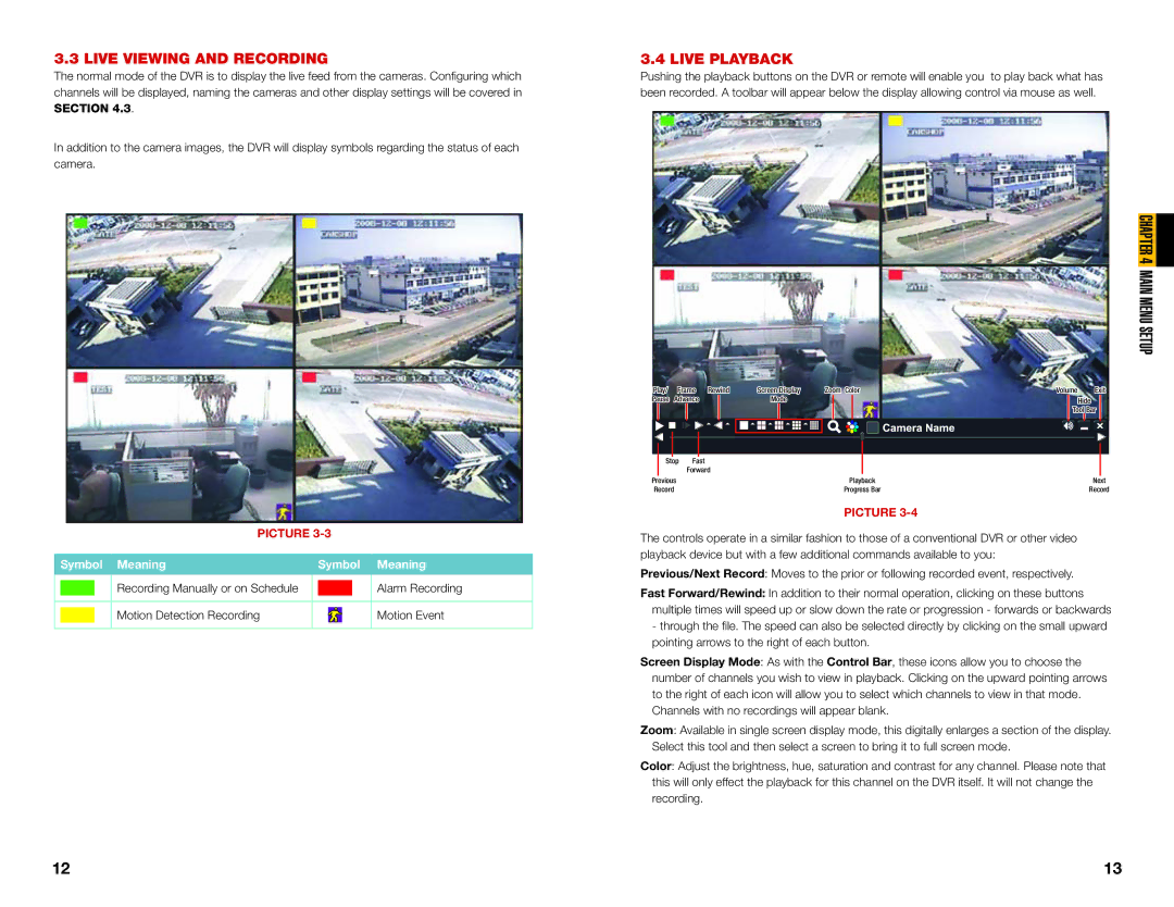 Q-See QT446, QT428, QT426, QT454 user manual Live Viewing and Recording, Live Playback 