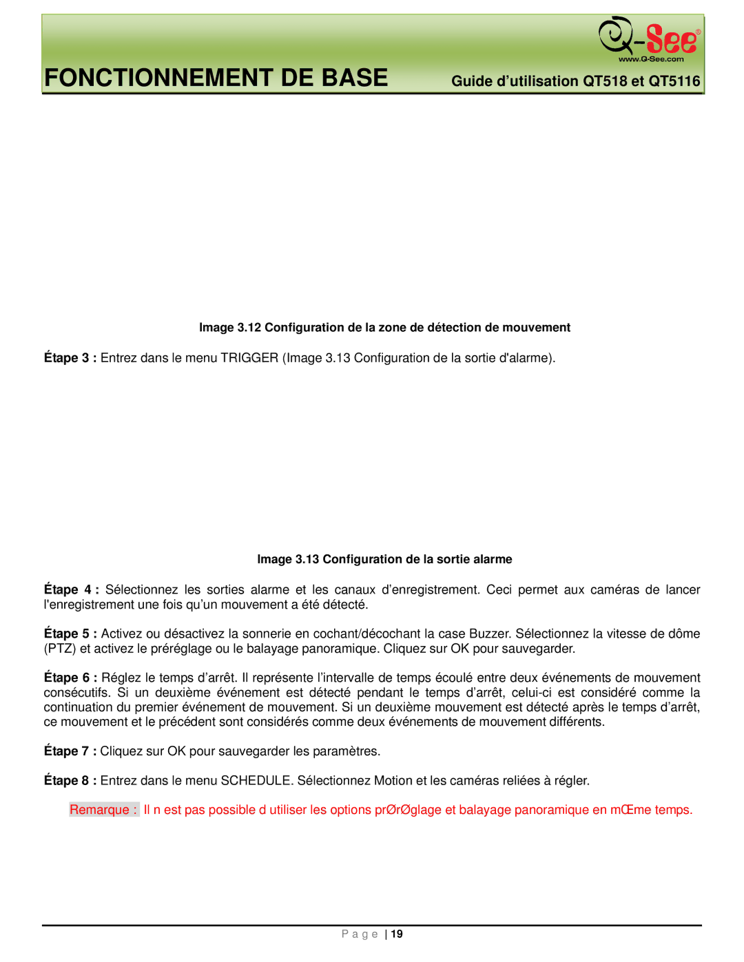 Q-See QT518, QT5116 manual Image 3.13 Configuration de la sortie alarme 