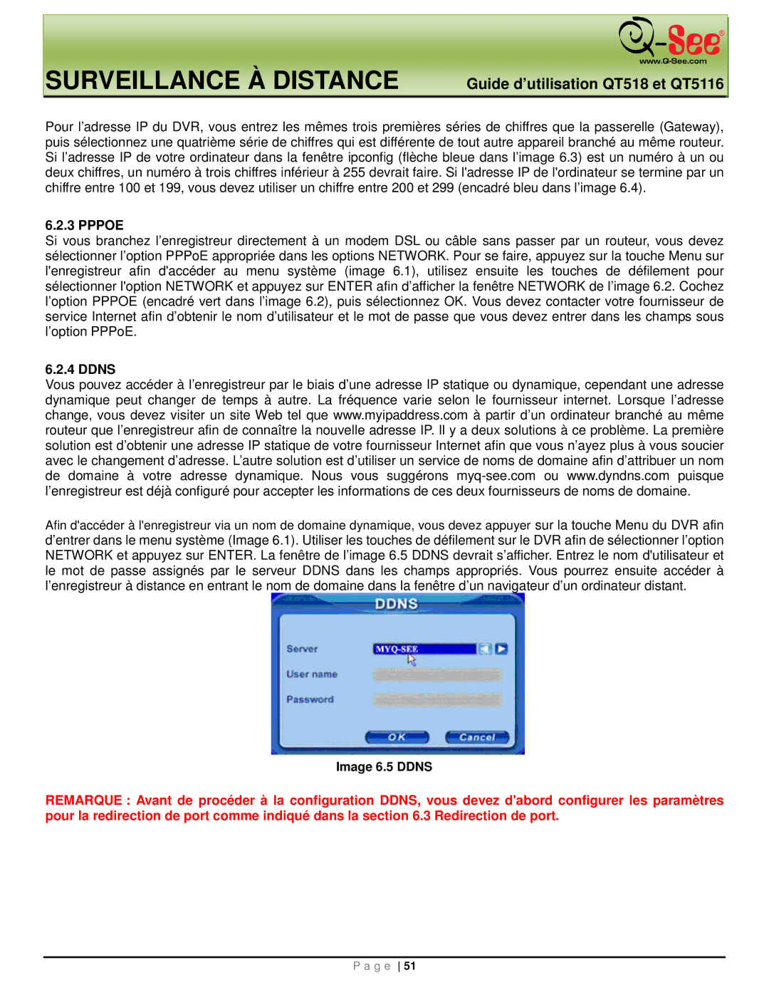 Q-See QT518, QT5116 manual Pppoe, Image 6.5 Ddns 