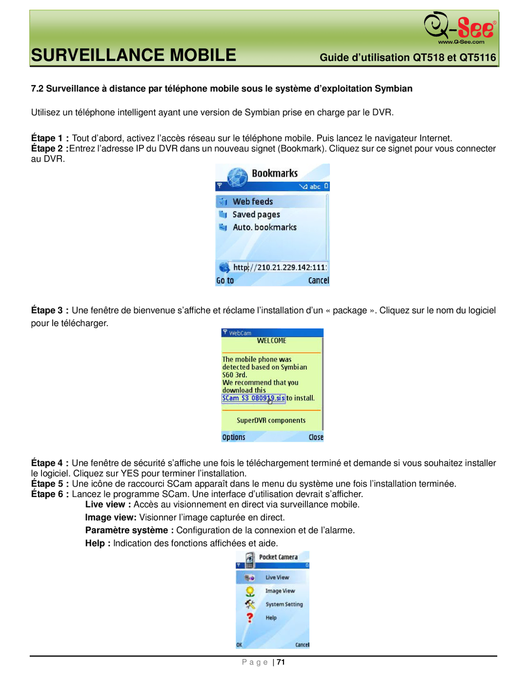 Q-See QT518, QT5116 manual Surveillance Mobile 