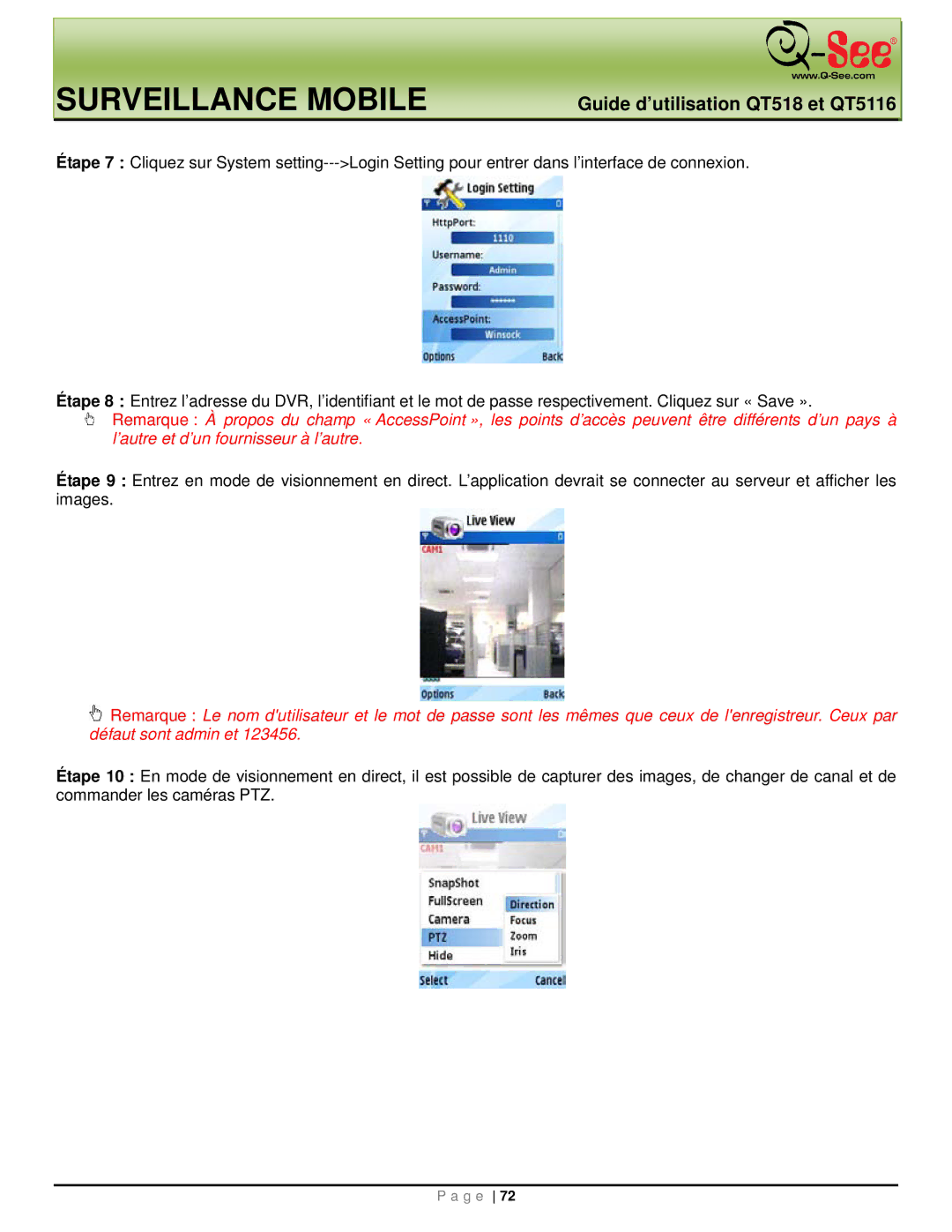 Q-See QT5116, QT518 manual Surveillance Mobile 