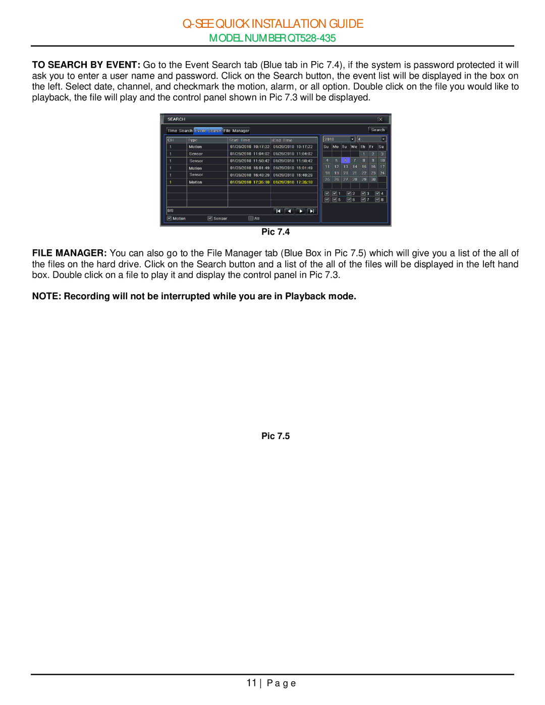 Q-See QT528-435 manual See Quick Installation Guide 