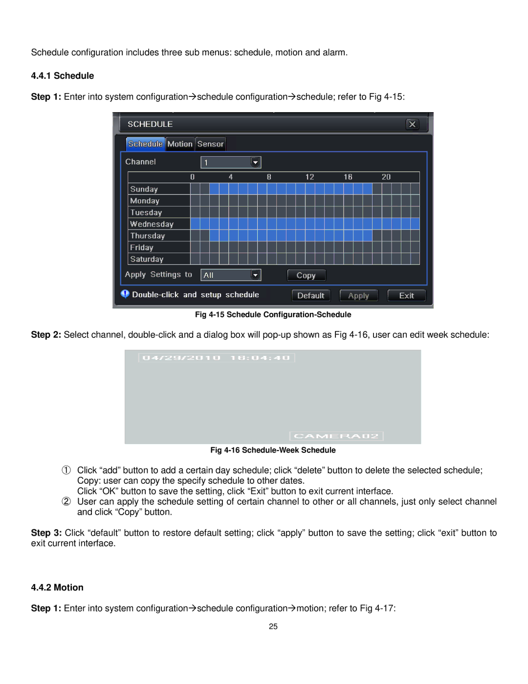 Q-See QT528 user manual Schedule, Motion 