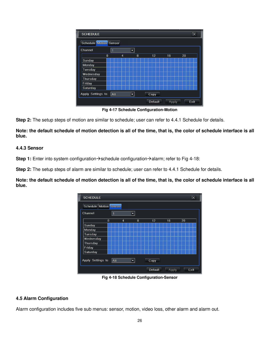 Q-See QT528 user manual Sensor, Alarm Configuration 