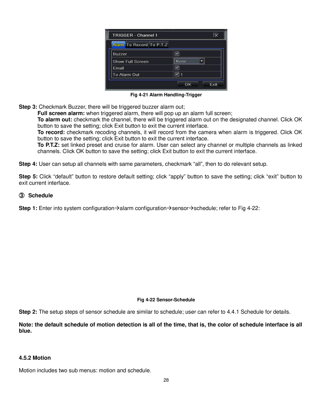 Q-See QT528 user manual ③ Schedule, Motion 