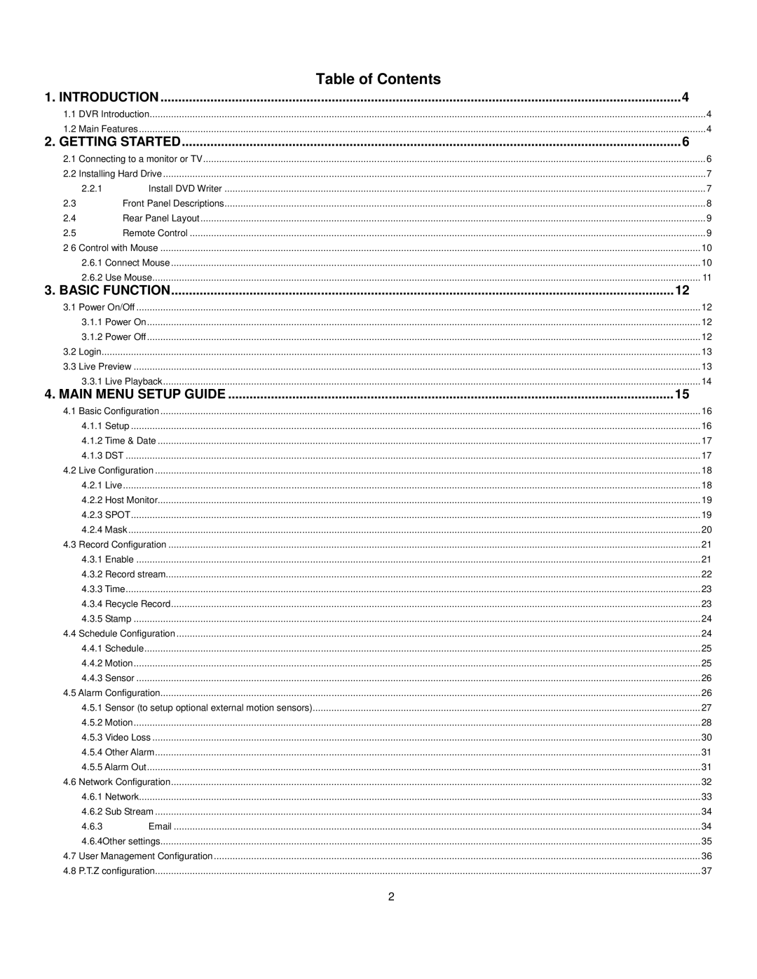 Q-See QT528 user manual Table of Contents 