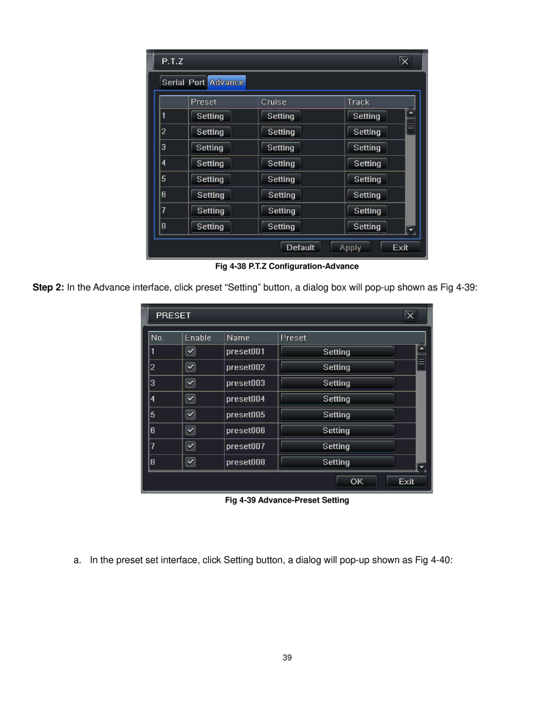 Q-See QT528 user manual 38 P.T.Z Configuration-Advance 