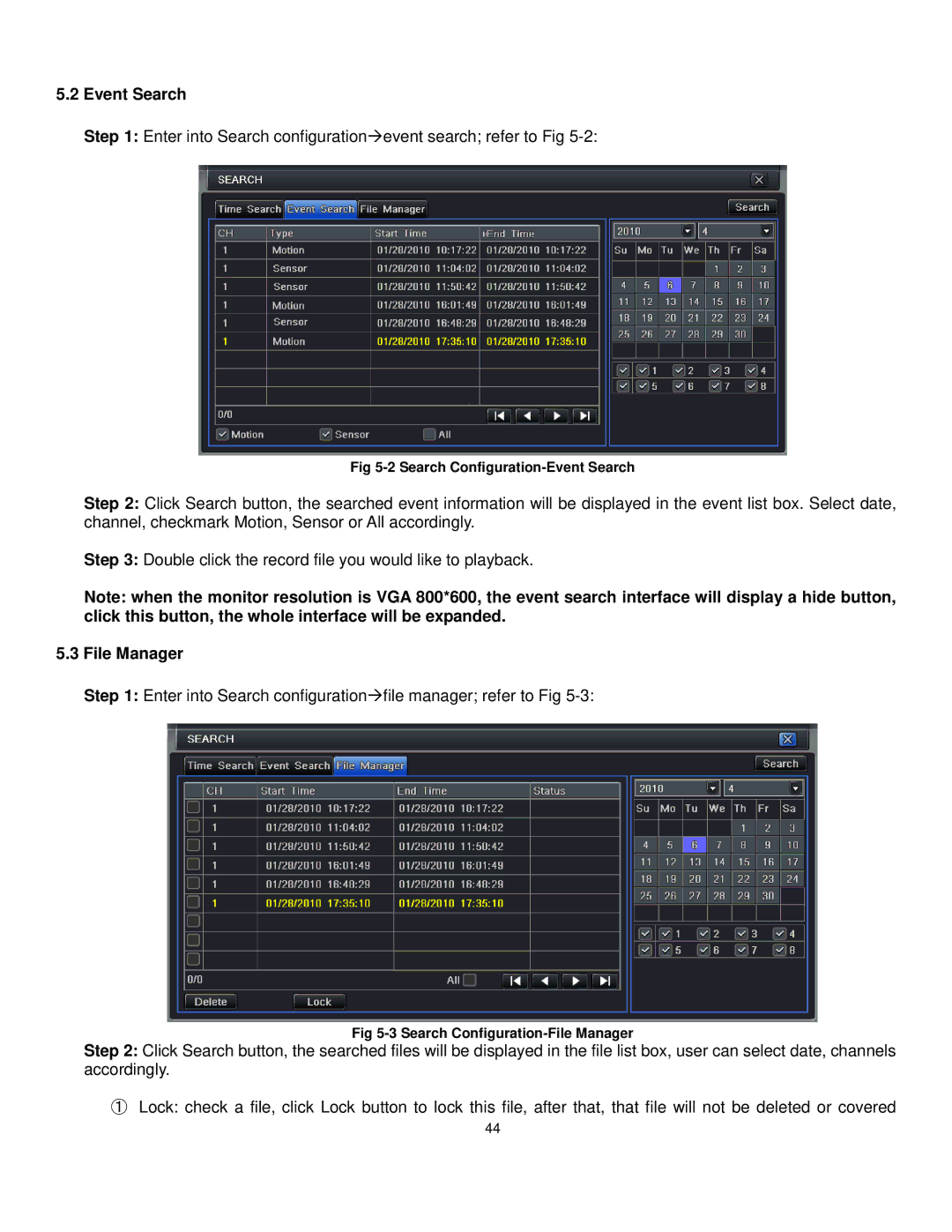 Q-See QT528 user manual Event Search, File Manager 