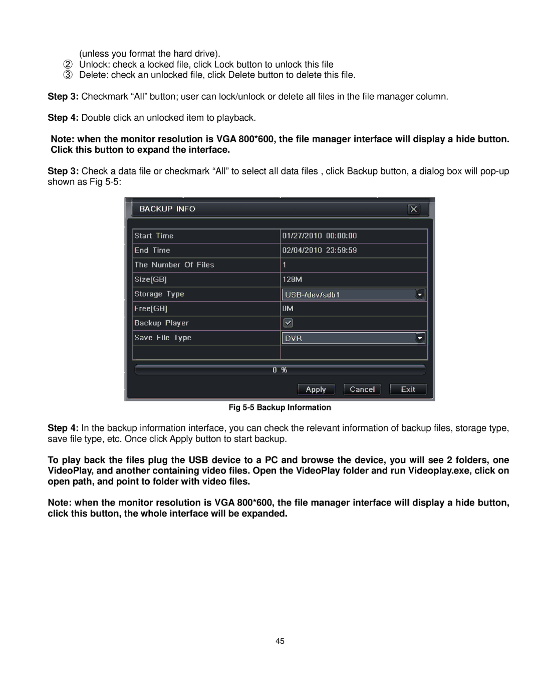 Q-See QT528 user manual Backup Information 