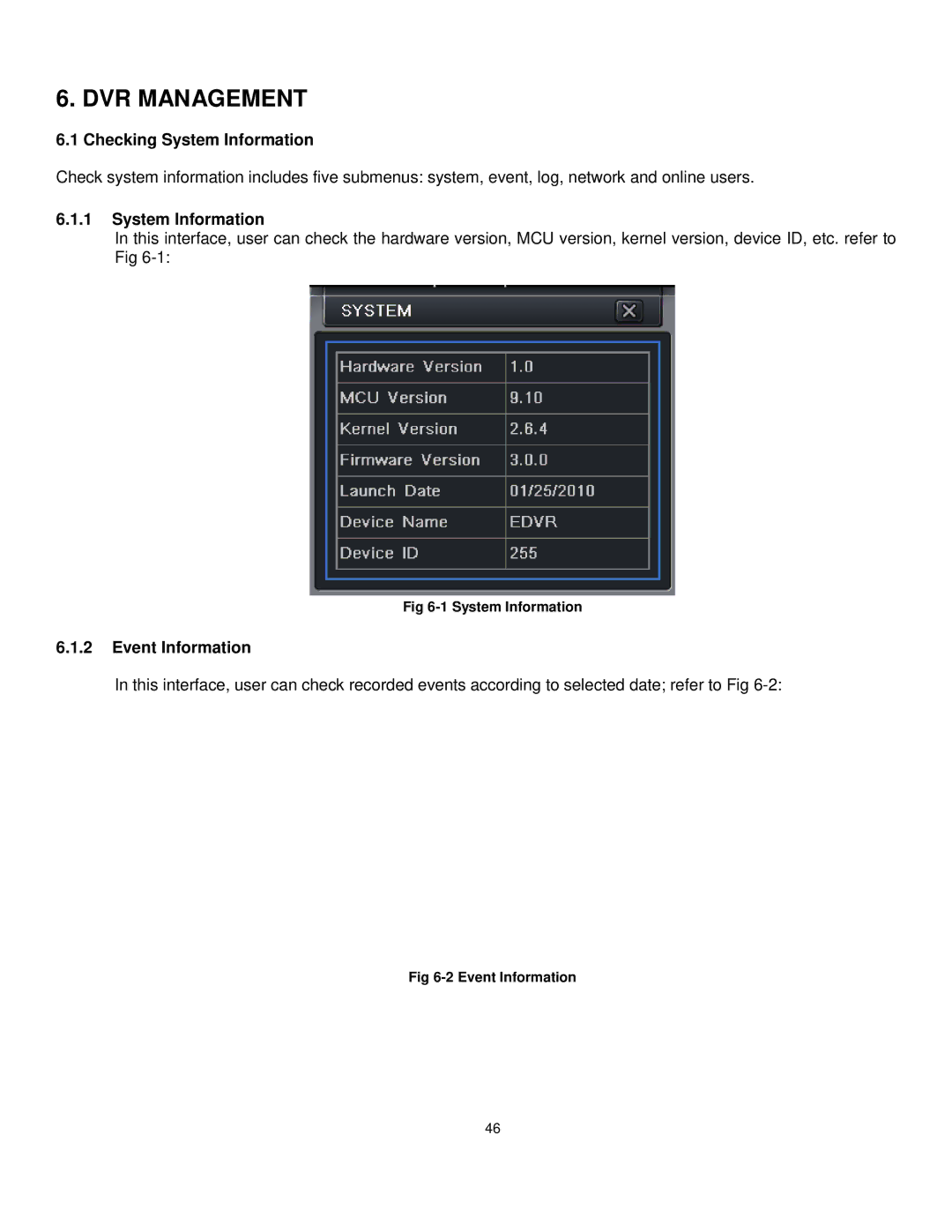 Q-See QT528 user manual DVR Management, Checking System Information, Event Information 