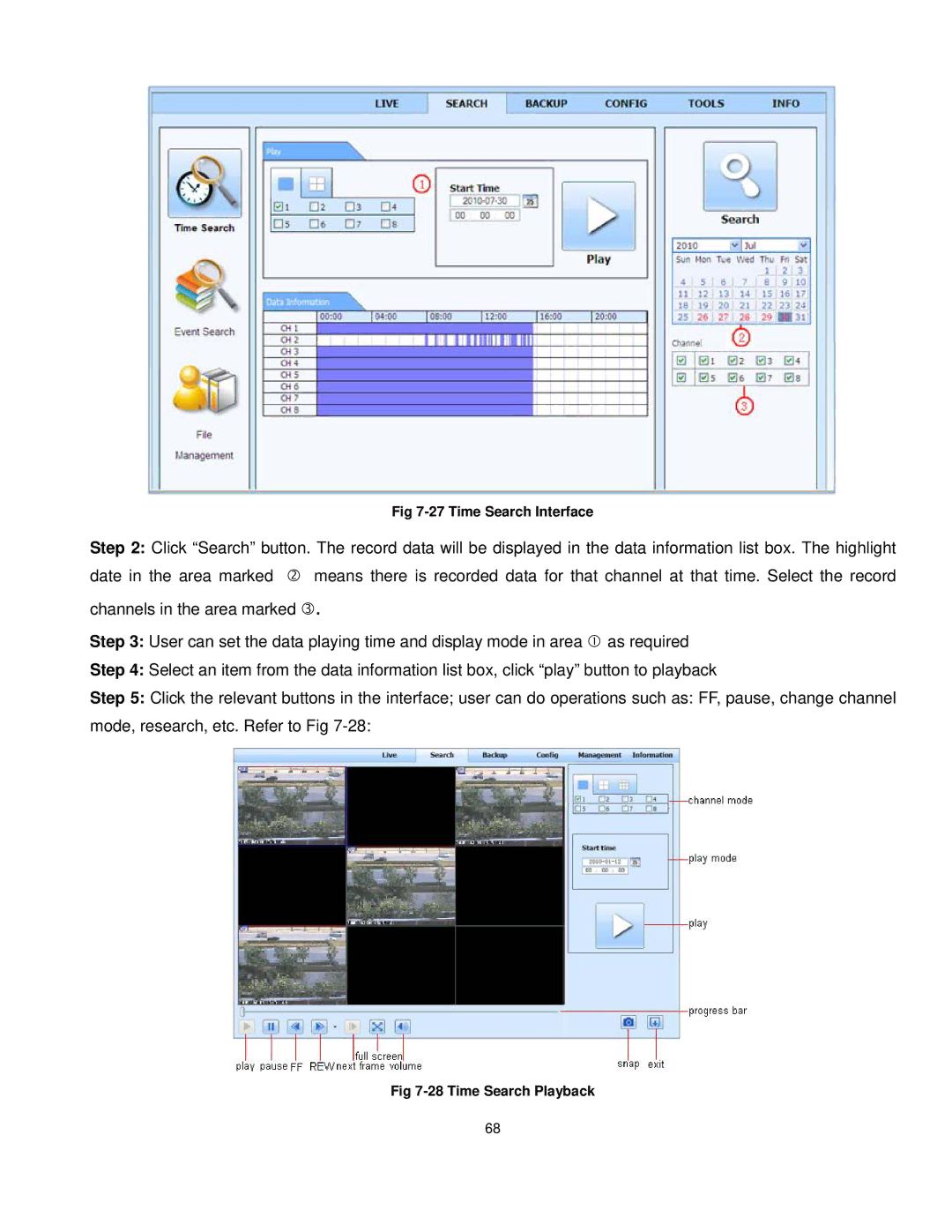 Q-See QT528 user manual Time Search Interface 