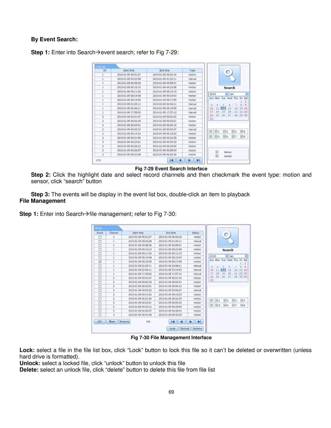 Q-See QT528 user manual By Event Search, File Management 