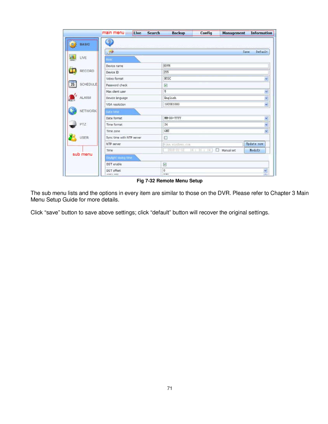 Q-See QT528 user manual Remote Menu Setup 