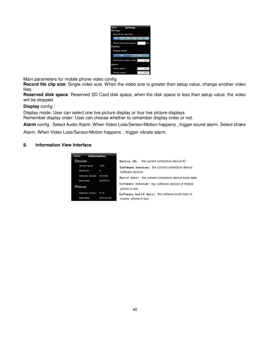 Q-See QT528 user manual Display config：, Information View Interface 