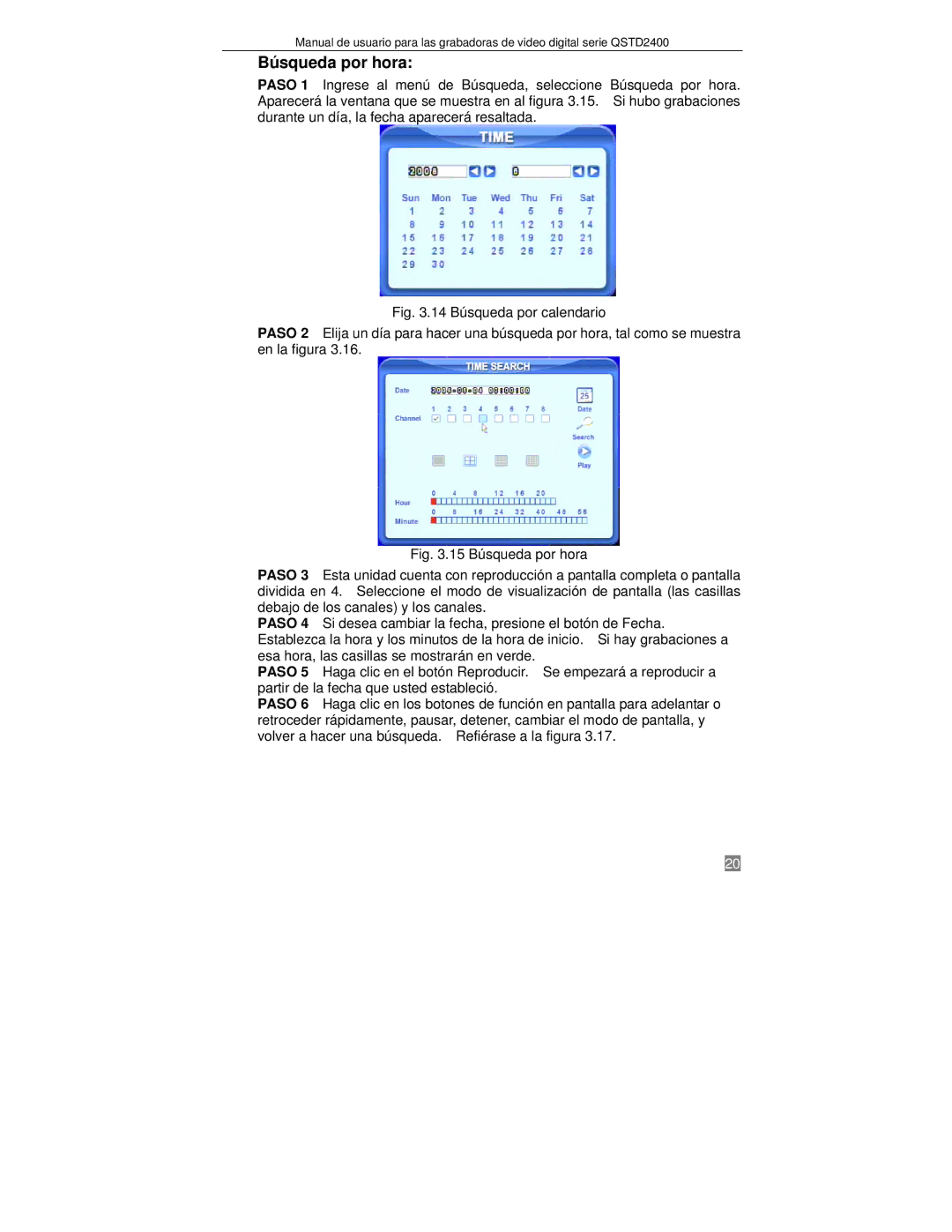 Q-See QTSD2416, QTSD2408, QTSD2404 manual Búsqueda por hora 