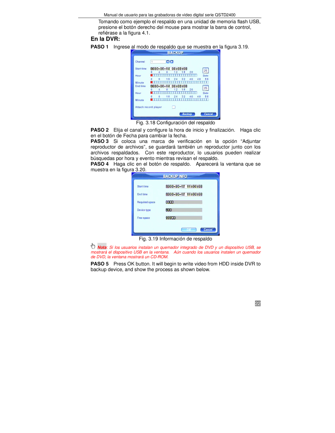 Q-See QTSD2404, QTSD2416, QTSD2408 manual En la DVR, Información de respaldo 