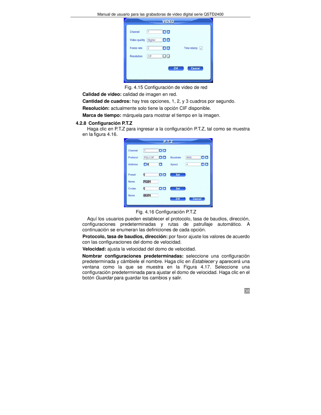 Q-See QTSD2416, QTSD2408, QTSD2404 manual Configuración P.T.Z 