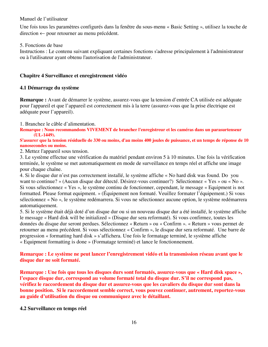 Q-See RV 060109 manual Surveillance en temps réel 