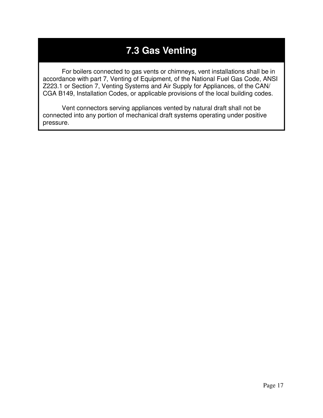 QHT B3-B9 installation instructions Gas Venting 