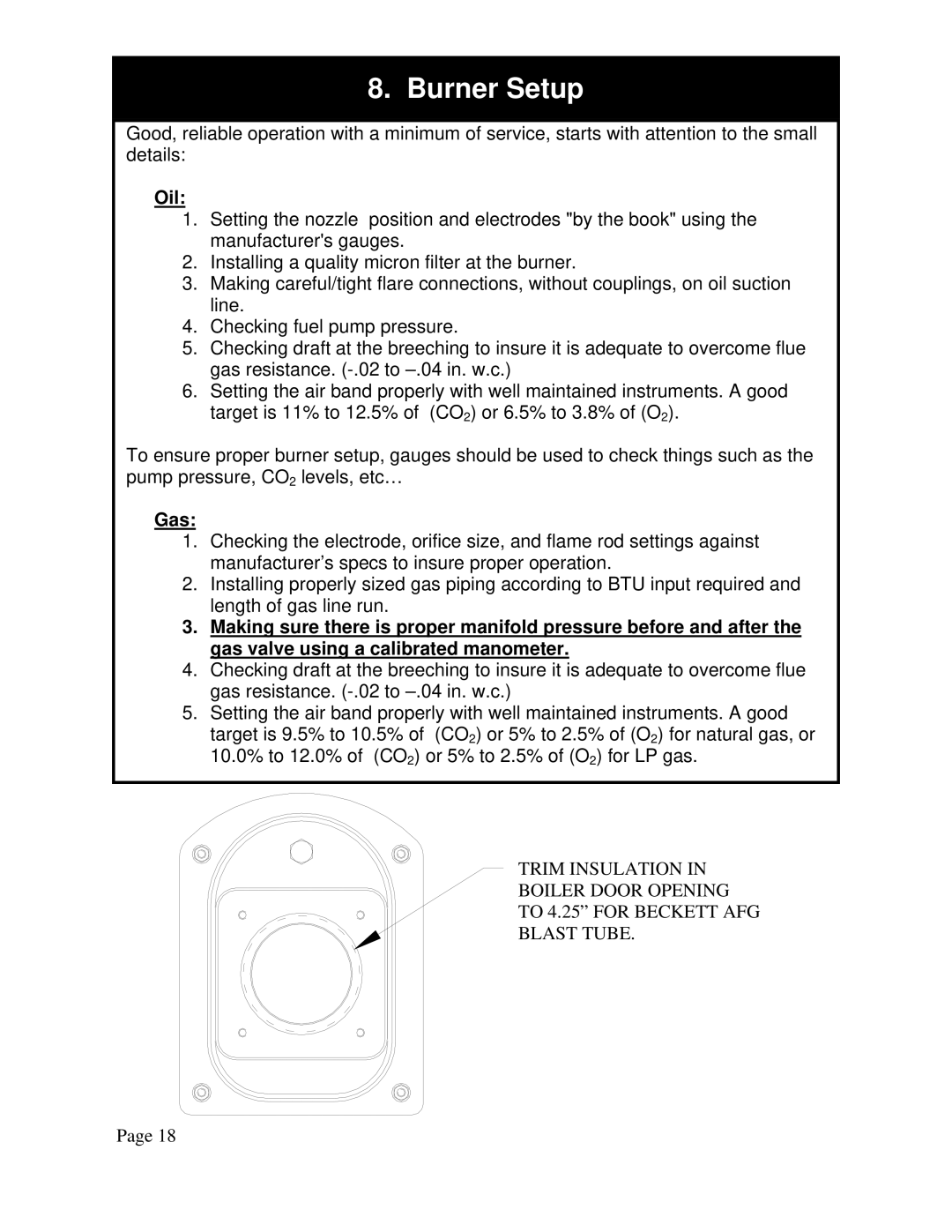 QHT B3-B9 installation instructions Burner Setup, Oil, Gas 