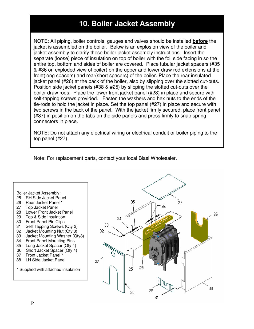 QHT B3-B9 installation instructions Boiler Jacket Assembly 