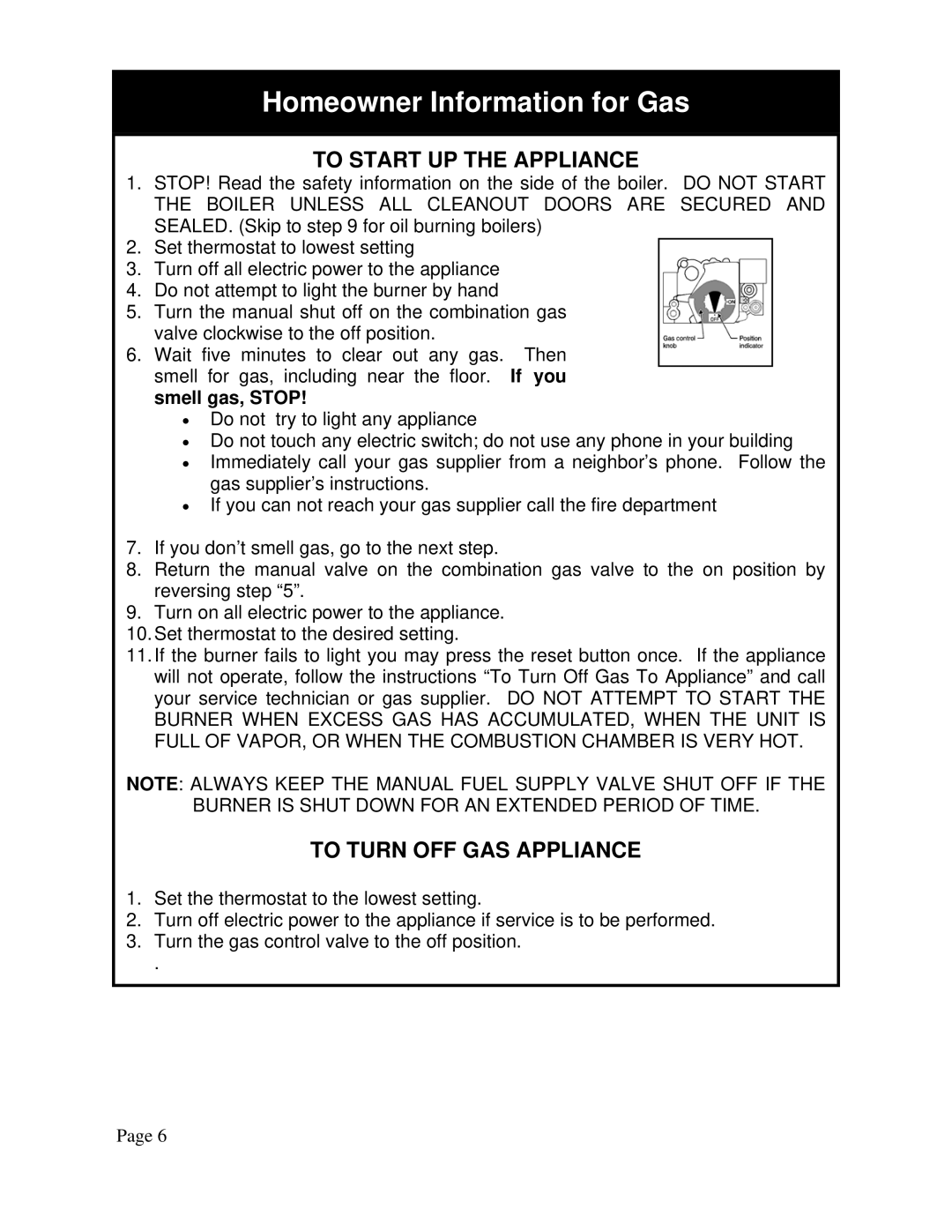 QHT B3-B9 installation instructions Homeowner Information for Gas, To Start UP the Appliance 