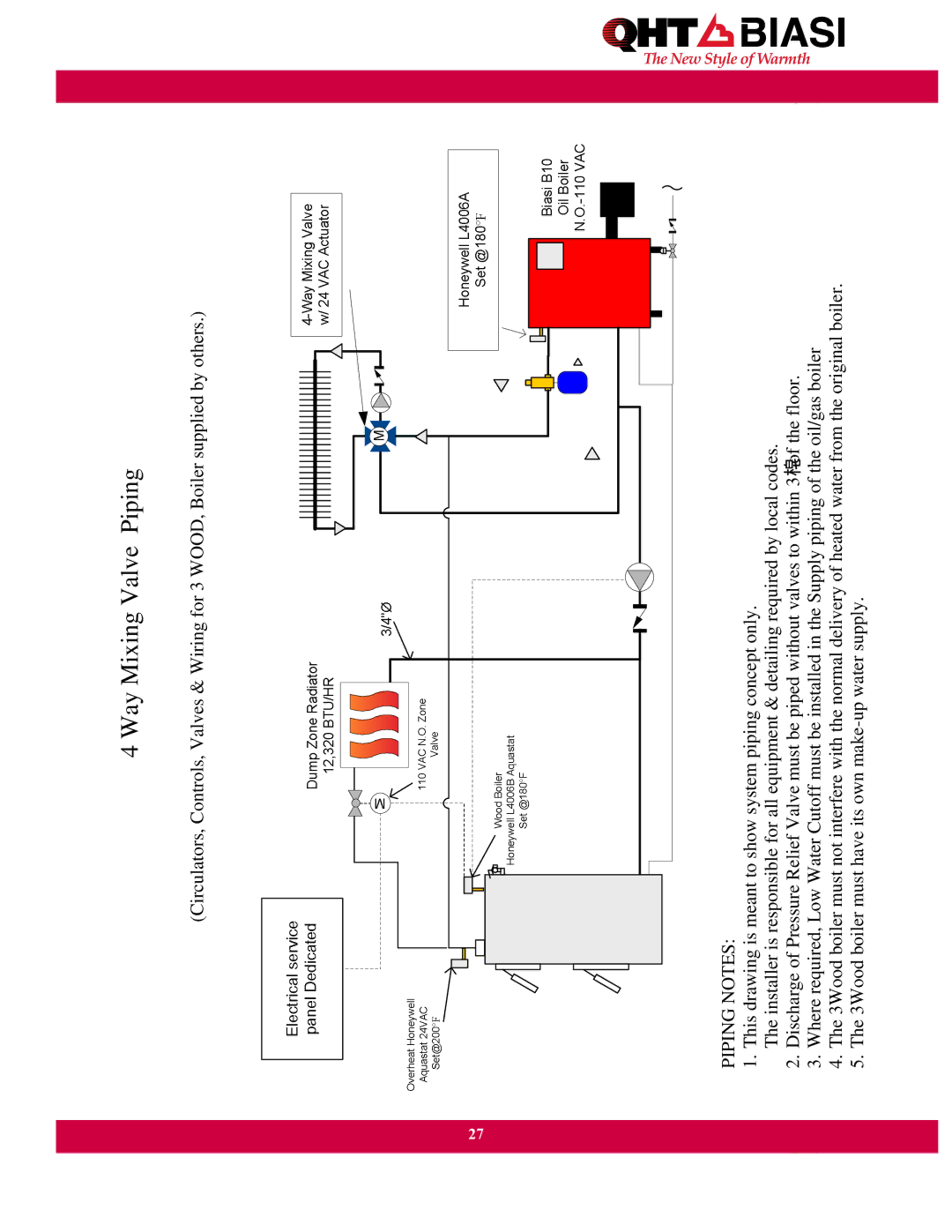 QHT Boiler manual Way Mixing Valve Piping 