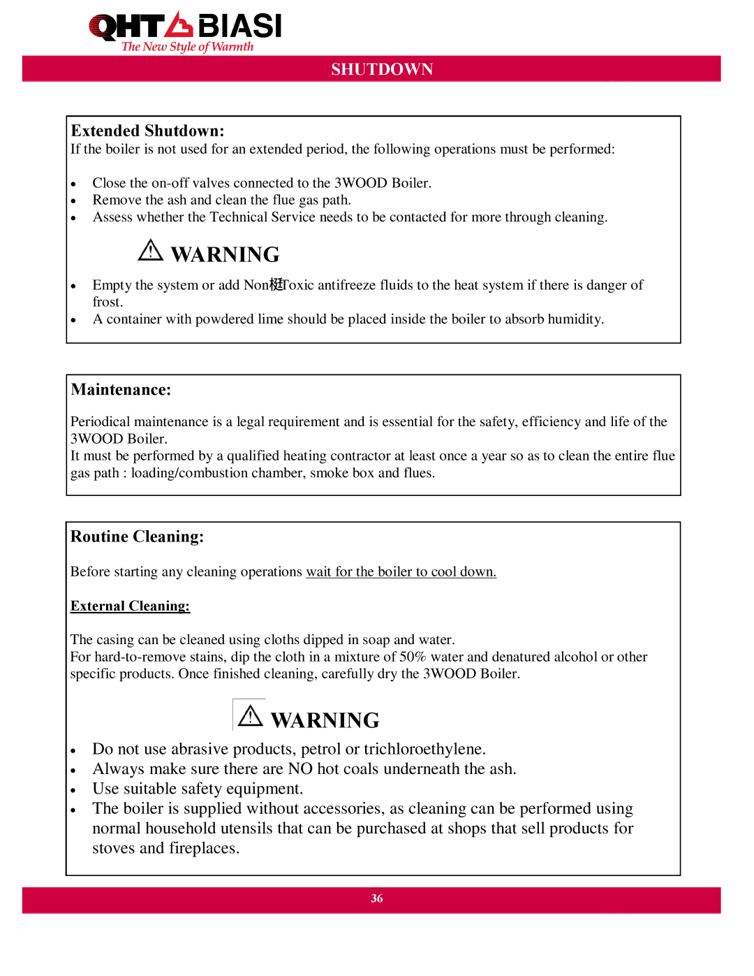 QHT Boiler manual Shutdown 