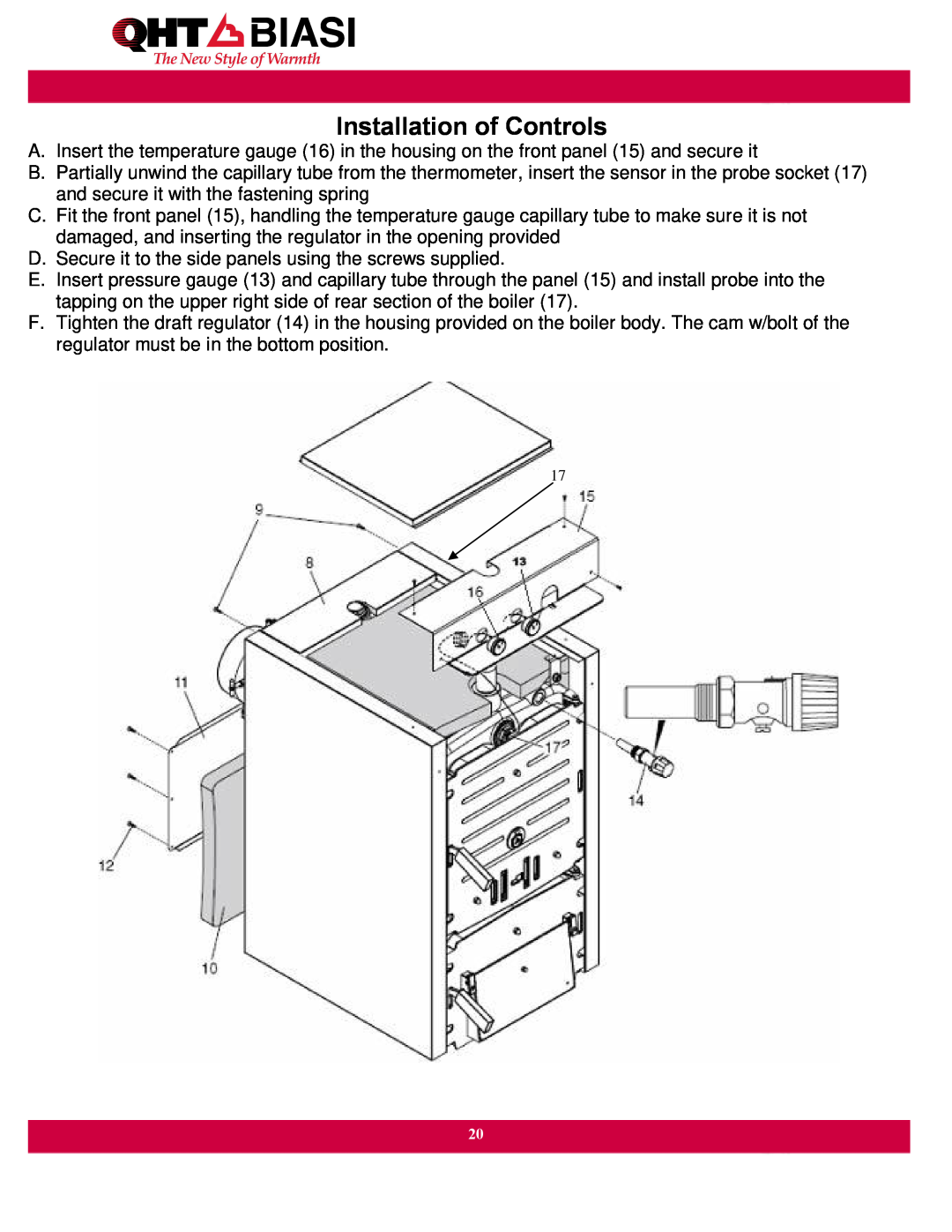 QHT Boiler manual Installation of Controls 