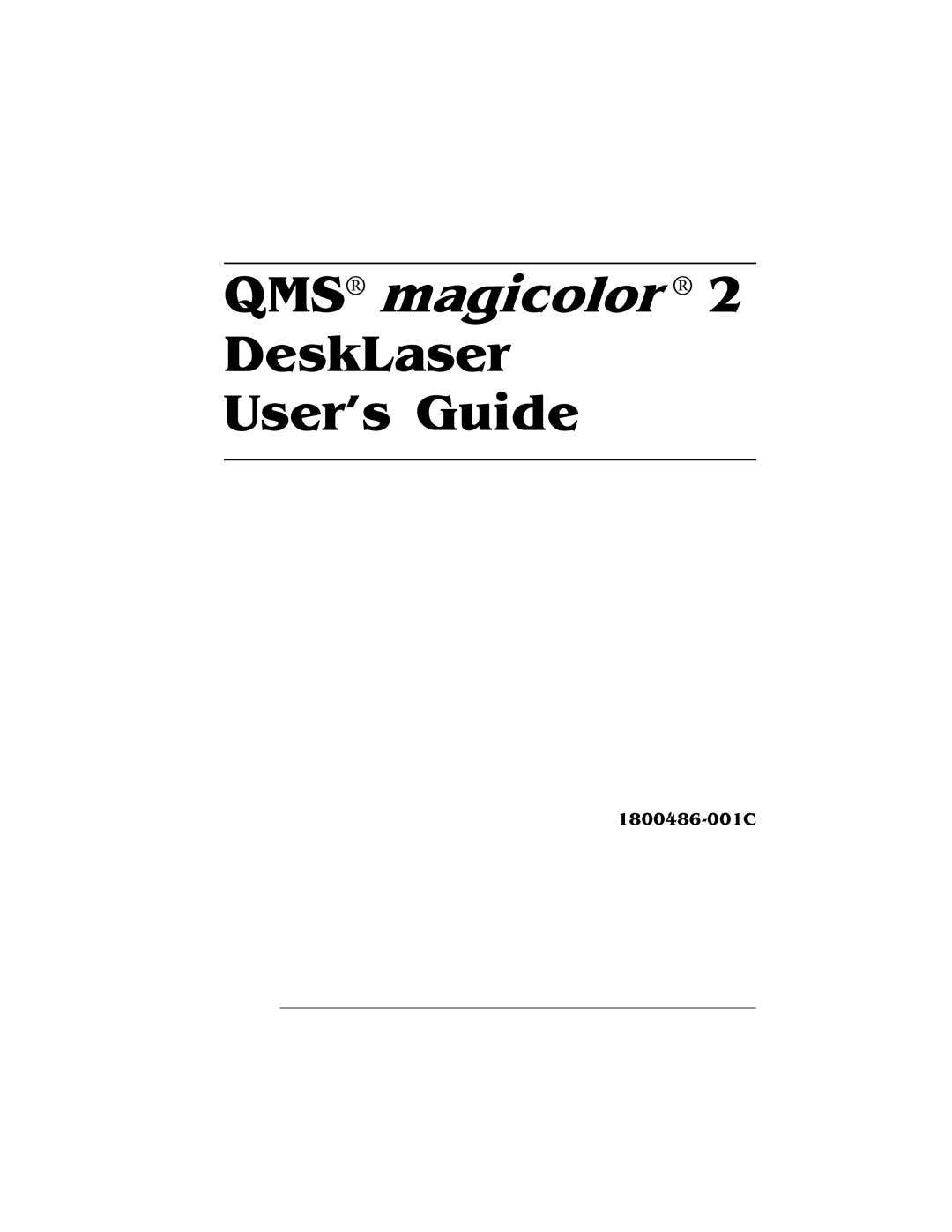 QMS QMS magicolor 2 DeskLaser, 1800486-001C manual 