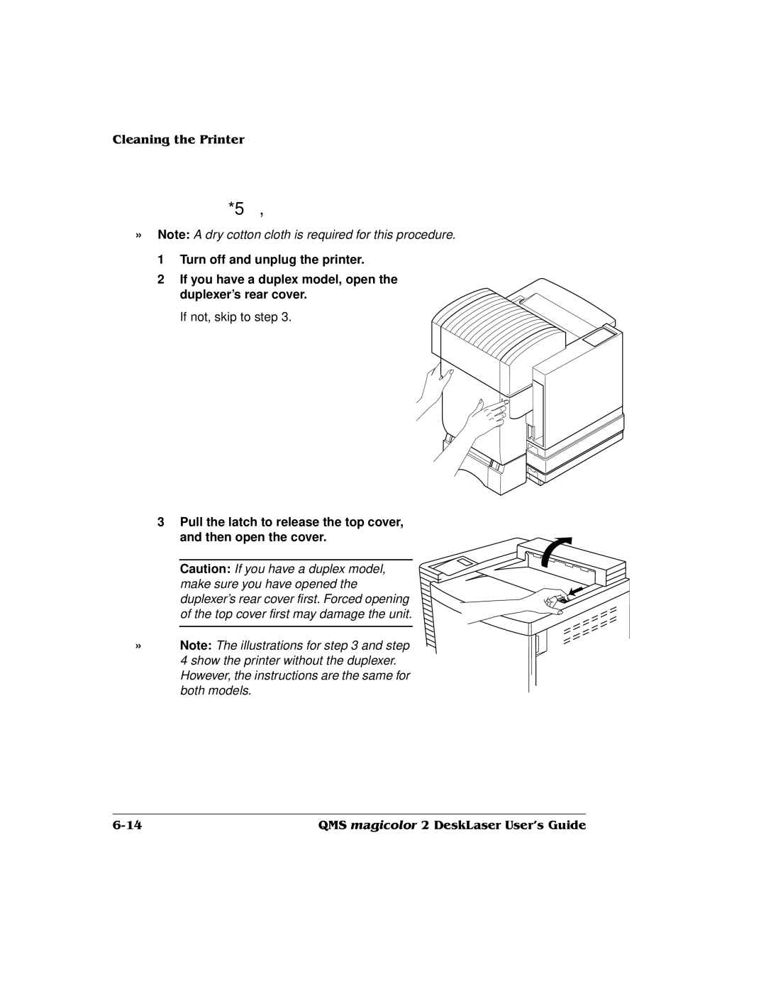 QMS 1800486-001C, QMS magicolor 2 DeskLaser manual » Note a dry cotton cloth is required for this procedure 