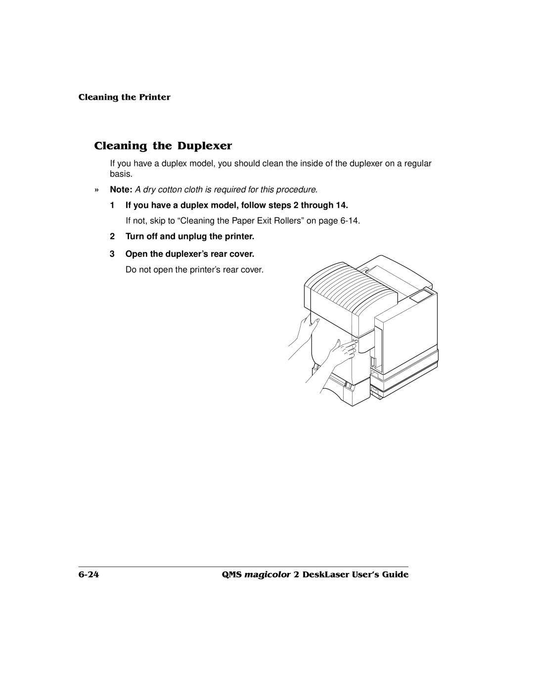 QMS 1800486-001C, QMS magicolor 2 DeskLaser manual If you have a duplex model, follow steps 2 through 