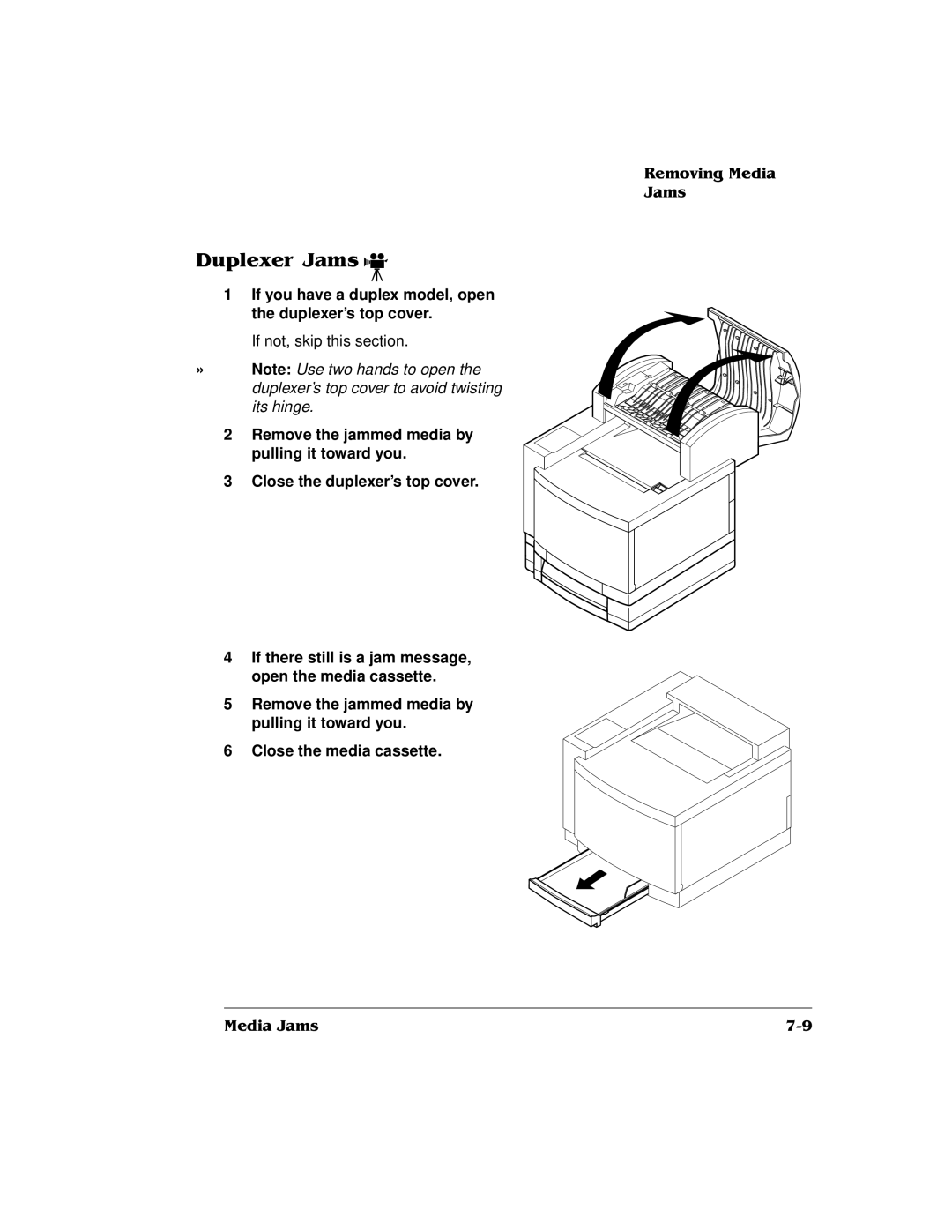 QMS QMS magicolor 2 DeskLaser, 1800486-001C manual If you have a duplex model, open the duplexer’s top cover 