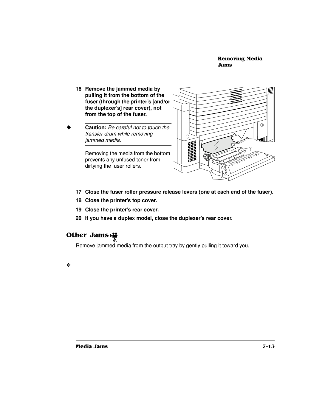 QMS QMS magicolor 2 DeskLaser, 1800486-001C manual Transfer drum while removing jammed media 