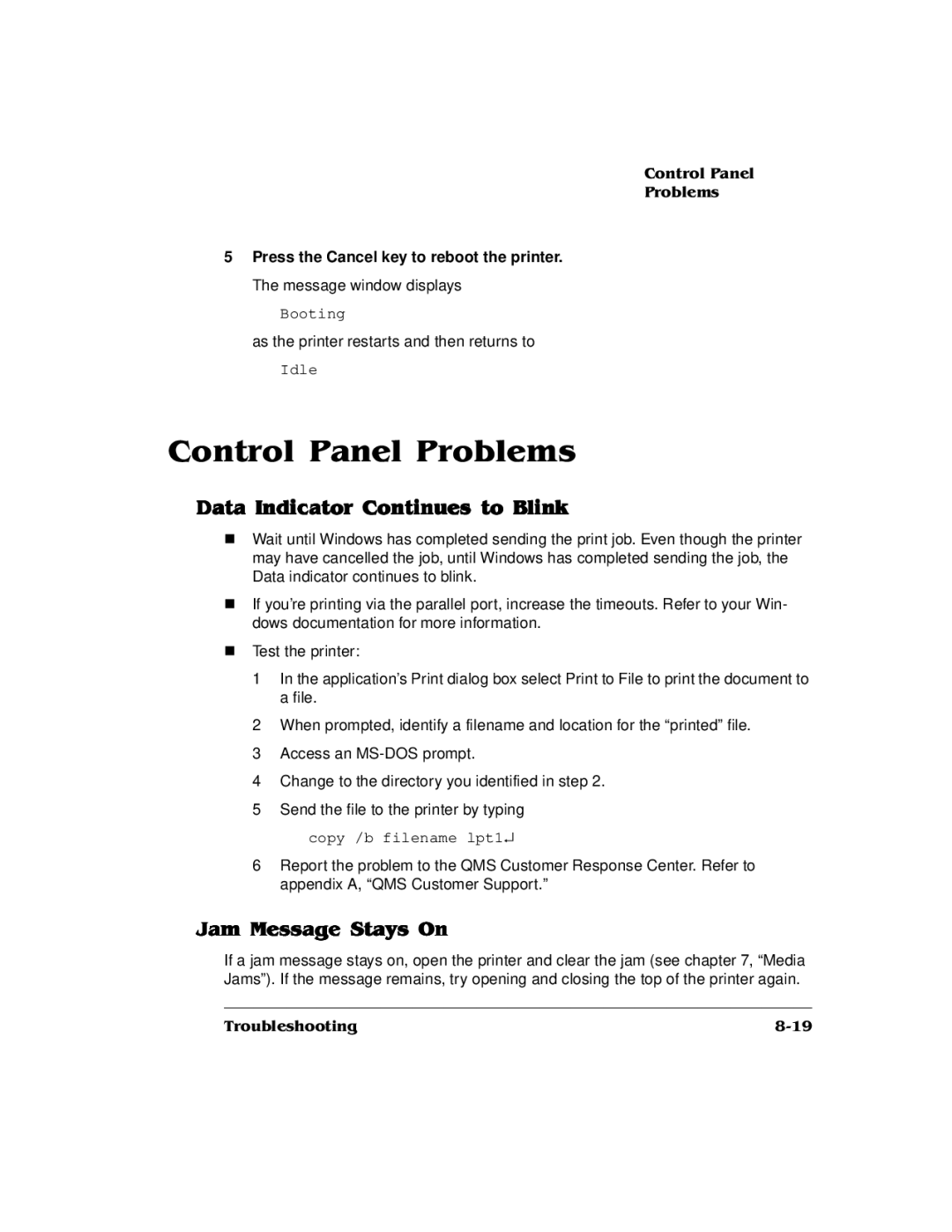 QMS QMS magicolor 2 DeskLaser, 1800486-001C manual As the printer restarts and then returns to 