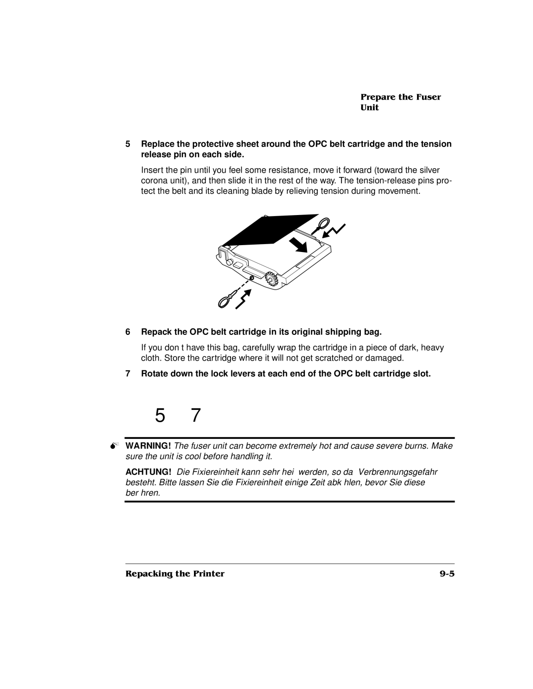 QMS QMS magicolor 2 DeskLaser, 1800486-001C manual Repack the OPC belt cartridge in its original shipping bag 