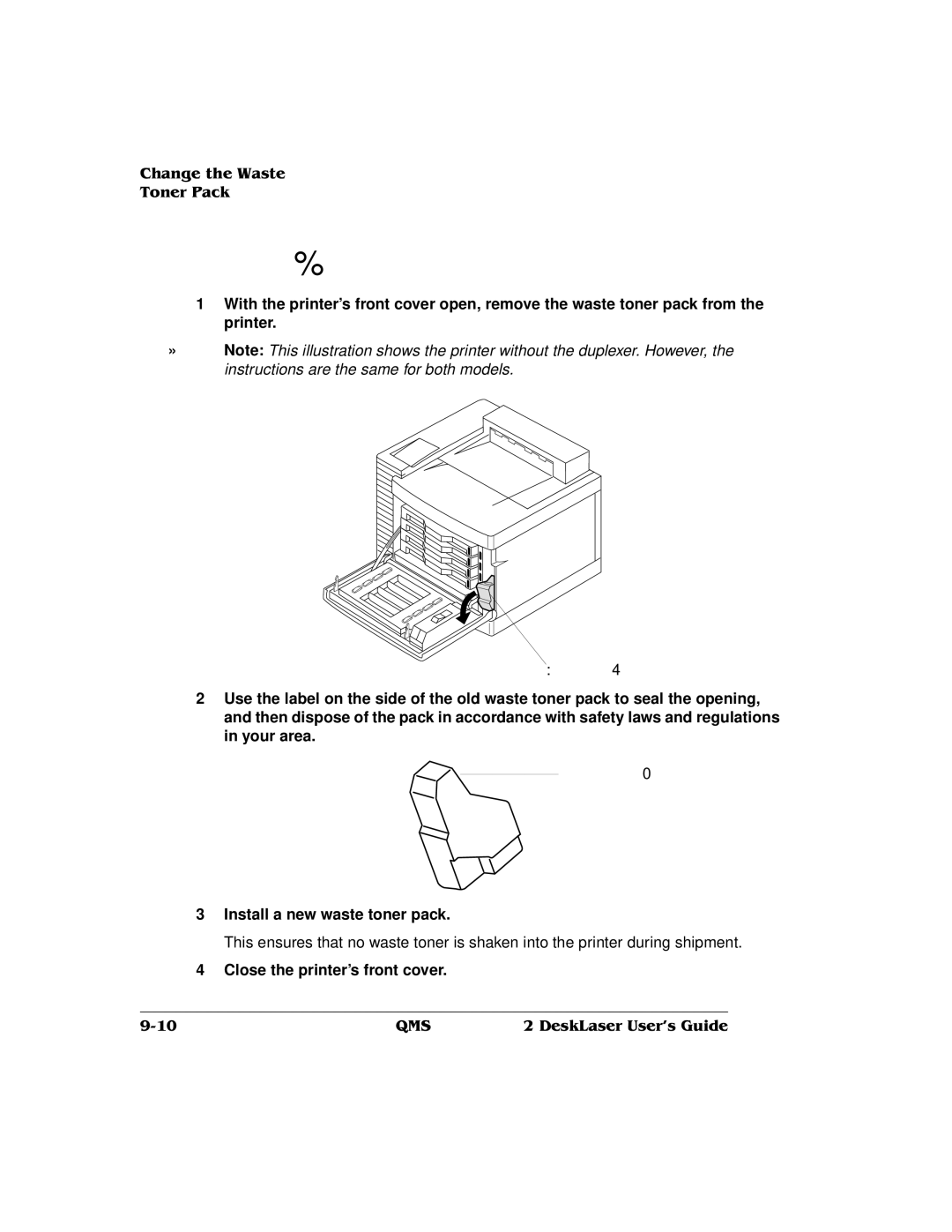 QMS 1800486-001C, QMS magicolor 2 DeskLaser manual Close the printer’s front cover 