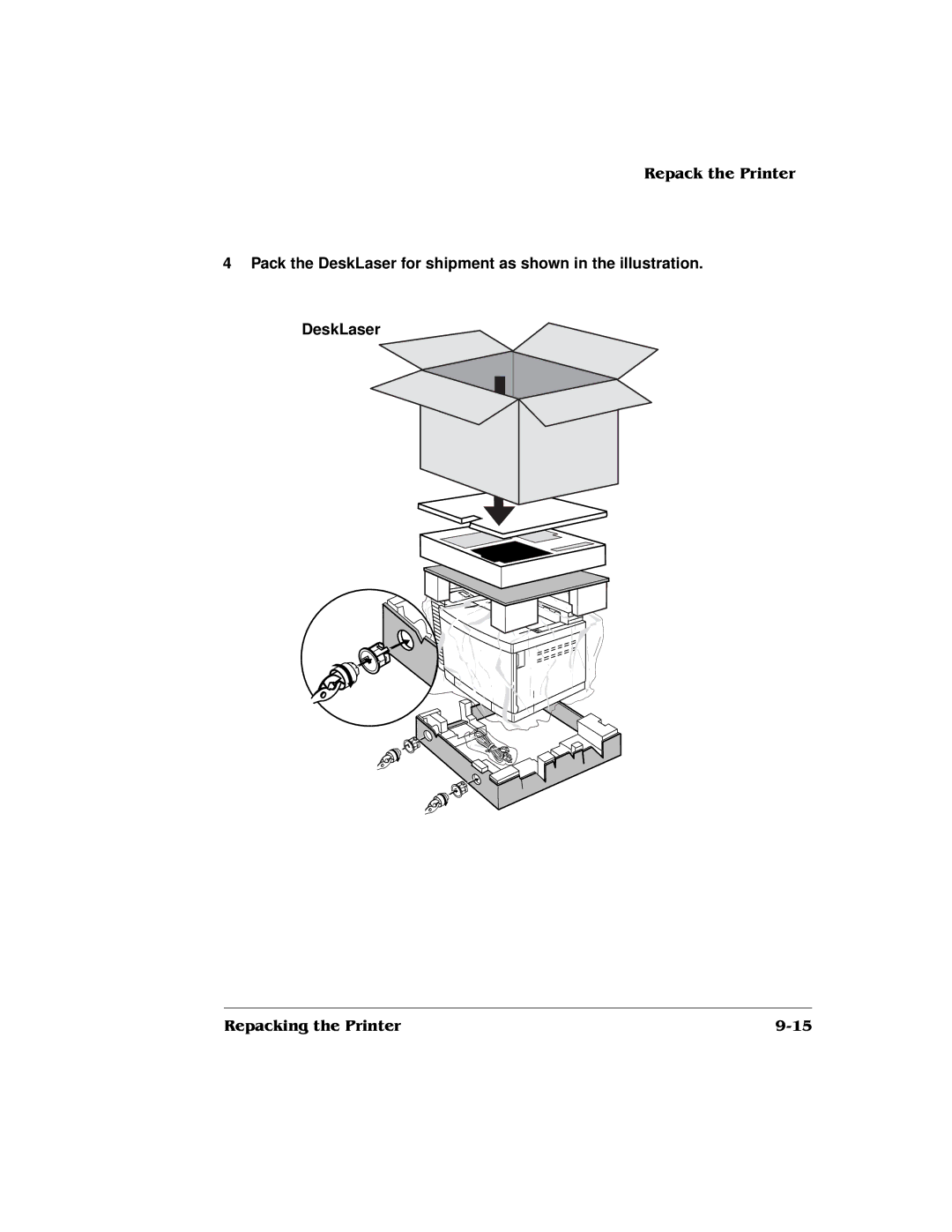 QMS QMS magicolor 2 DeskLaser, 1800486-001C manual Pack the DeskLaser for shipment as shown in the illustration 