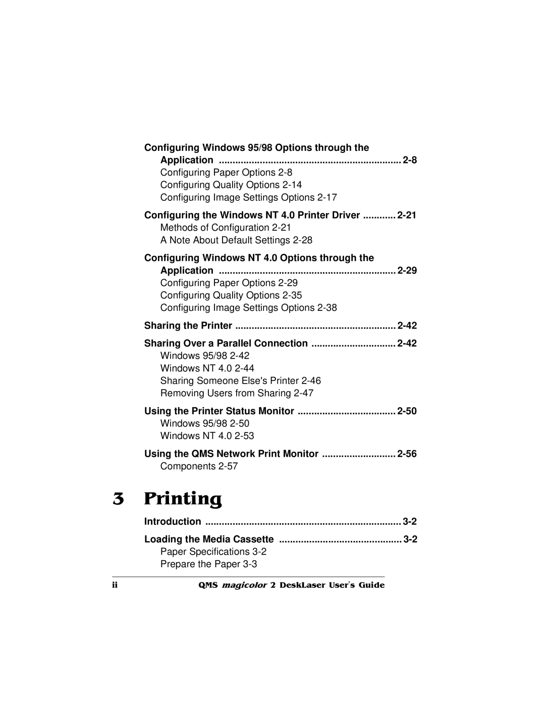 QMS 1800486-001C manual Configuring Windows 95/98 Options through Application, Loading the Media Cassette 