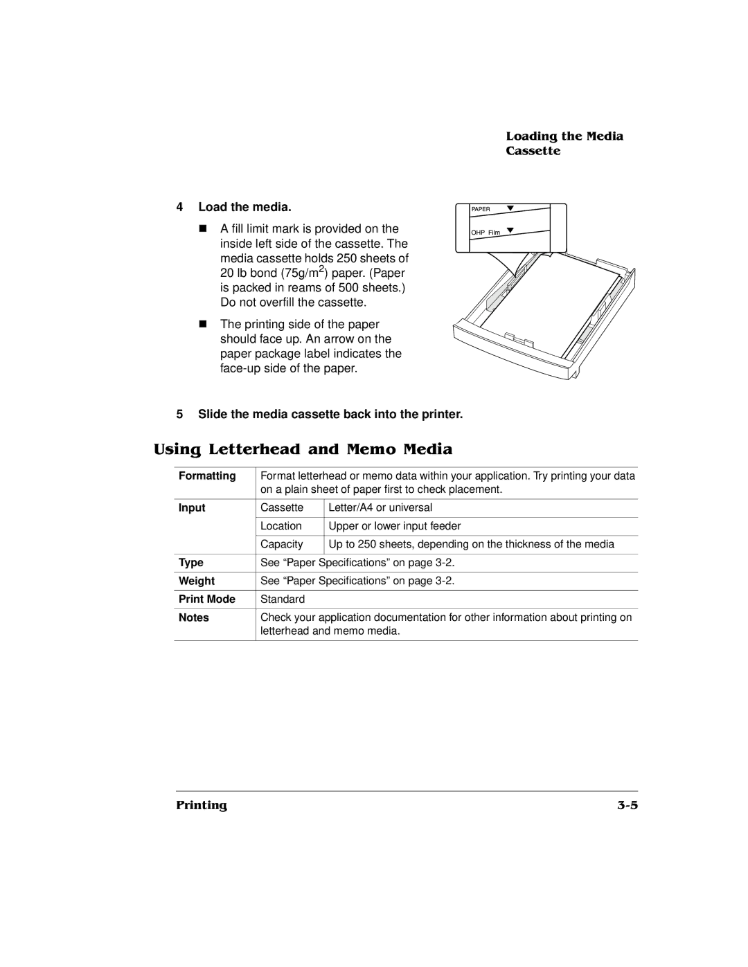 QMS QMS magicolor 2 DeskLaser, 1800486-001C Load the media, Slide the media cassette back into the printer, Formatting 