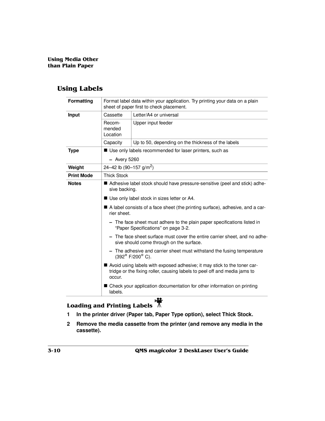 QMS 1800486-001C, QMS magicolor 2 DeskLaser manual Sheet of paper first to check placement 