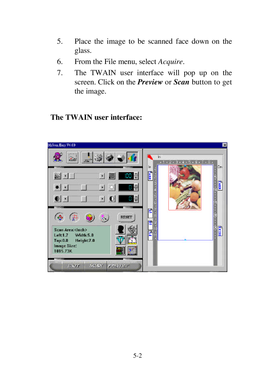 QMS SC-100 user manual Twain user interface 