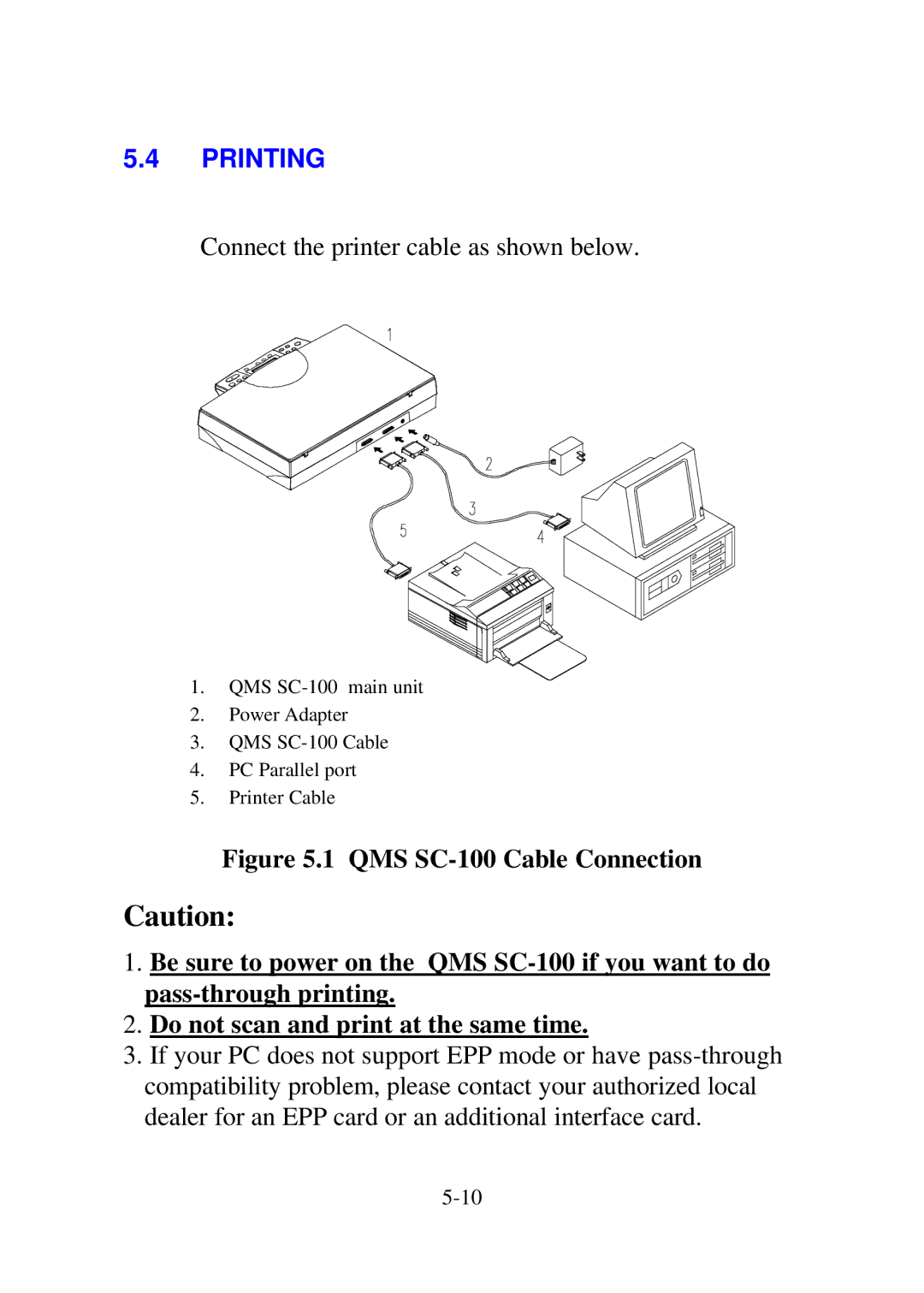 QMS SC-100 user manual Printing 